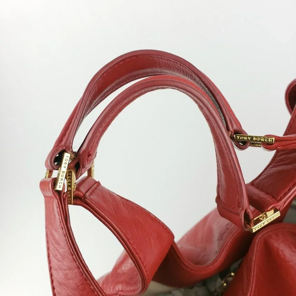 Tory Burch Dafina Red Hobo Bag Tote Handbag and Dustbag - Picture 9 of 11